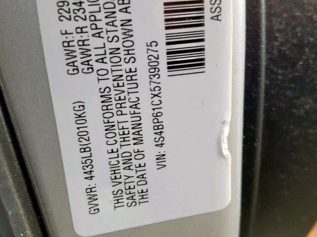 4S4BP61CX57390275 - 2005 SUBARU LEGACY OUT GRAY photo 10