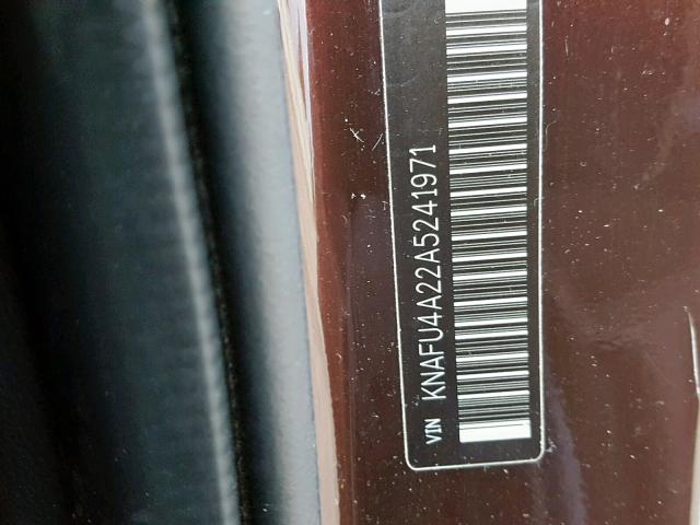 KNAFU4A22A5241971 - 2010 KIA FORTE EX BURGUNDY photo 10