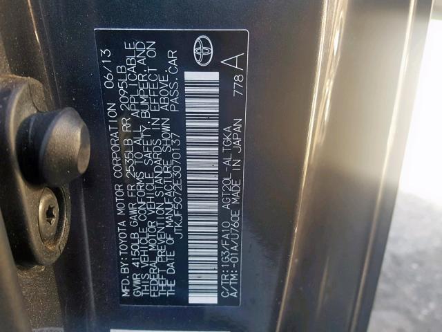 JTKJF5C72E3070137 - 2014 TOYOTA SCION TC Grafit foto 10