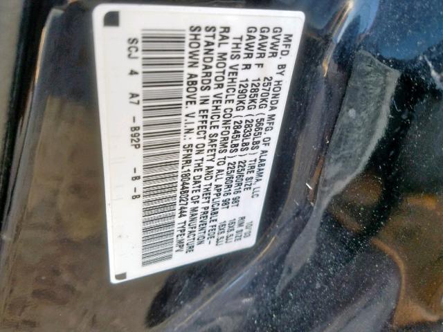 5FNRL18044B027444 - 2004 HONDA ODYSSEY EX BLACK photo 10