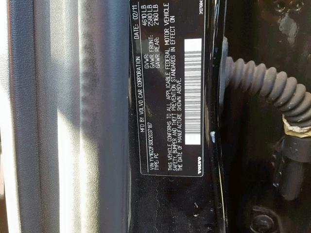 YV1622FS0C2037187 - 2012 VOLVO S60 T5 BLACK photo 10