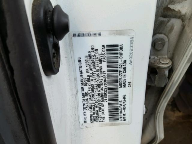 2T1KR32E73C048517 - 2003 TOYOTA MATRIX 白色 照片 10