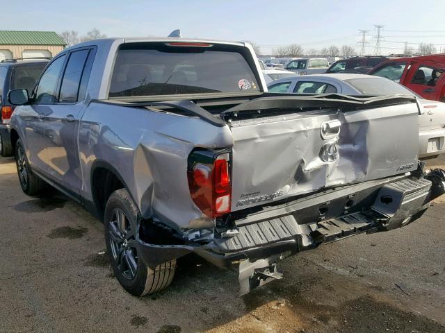 5FPYK3F18KB003089 - 2019 HONDA RIDGELINE SILVER photo 3