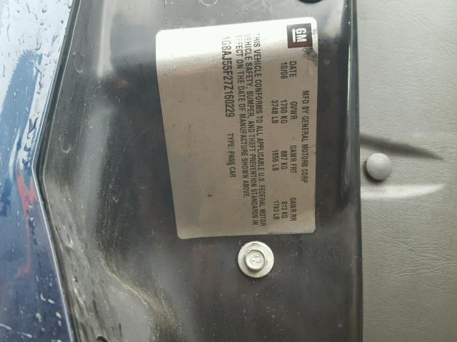 1G8AJ55F27Z160229 - 2007 SATURN ION LEVEL BLUE photo 10