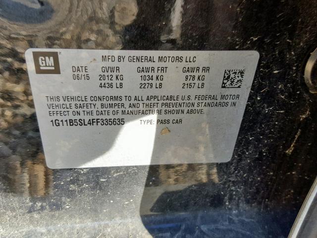 1G11B5SL4FF335635 - 2015 CHEVROLET MALIBU LS 黑色 照片 10