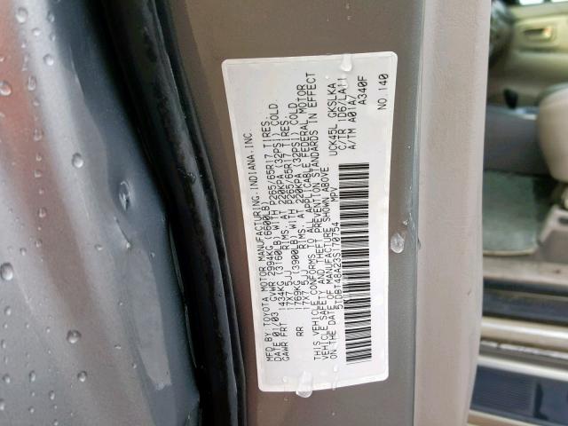 5TDBT48A23S170754 - 2003 TOYOTA SEQUOIA LI SILVER photo 10