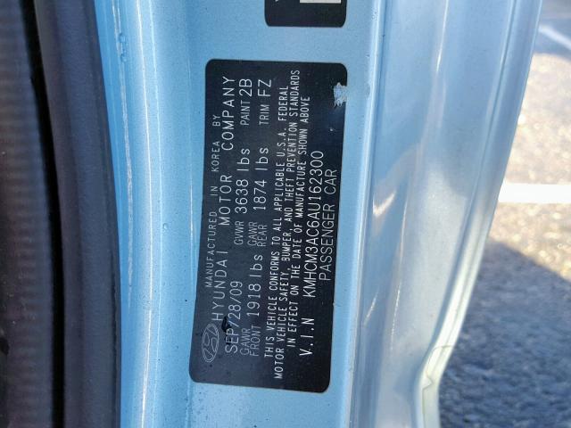 KMHCM3AC6AU162300 - 2010 HYUNDAI ACCENT BLU BLUE photo 10