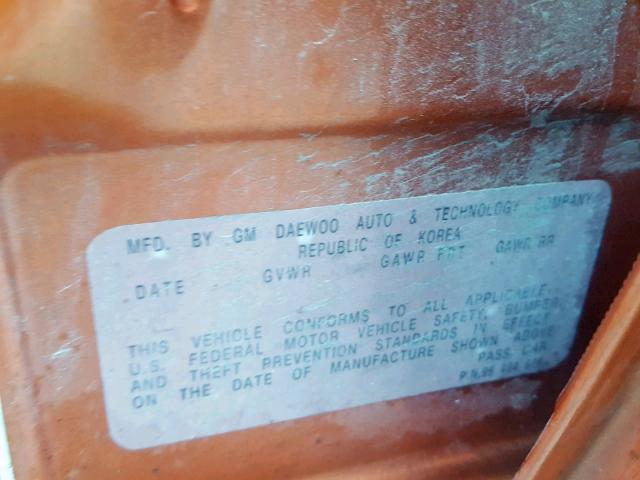 KL1TD62615B490070 - 2005 CHEVROLET AVEO BASE ნარინჯისფერი ფოტო 10