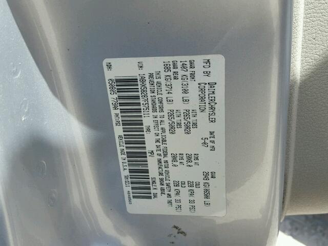 1A8HX58287F575111 - 2007 CHRYSLER ASPEN LIMI SILVER photo 10