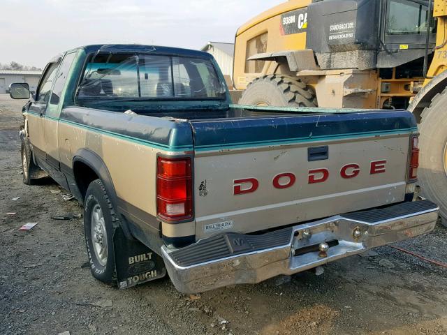 1B7GL23Y2PS180230 - 1993 DODGE DAKOTA GREEN photo 3