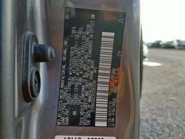 5TDXK3DC2CS262246 - 2012 TOYOTA SIENNA SPO GRAY photo 10