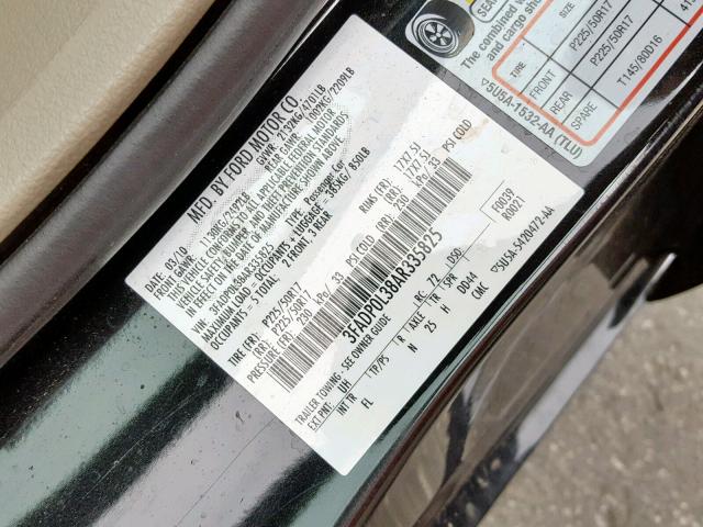 3FADP0L38AR335825 - 2010 FORD FUSION HYB BLACK photo 10