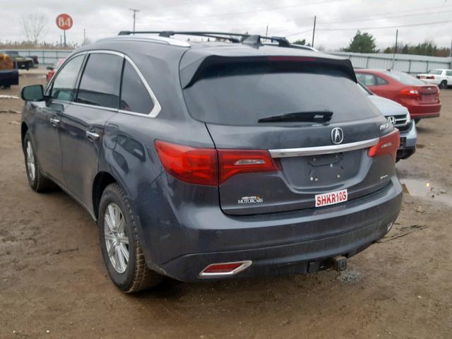 5FRYD4H80EB006235 - 2014 ACURA MDX ADVANC BLUE photo 3