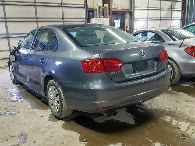 3VW1K7AJ2DM350065 - 2013 VOLKSWAGEN JETTA BASE GRAY photo 3