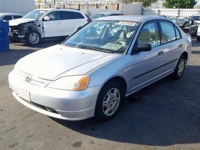 1HGES16211L038935 - 2001 HONDA CIVIC DX SILVER photo 2