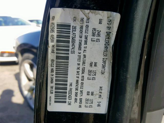 2B3LA73W66H474155 - 2006 DODGE CHARGER SR BLACK photo 10