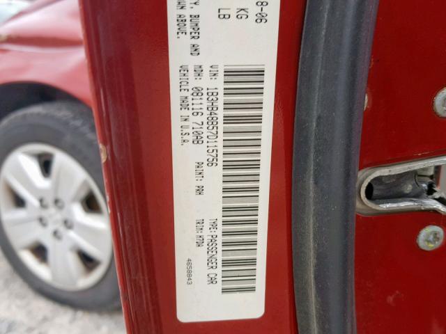 1B3HB48B57D115756 - 2007 DODGE CALIBER SX RED photo 10