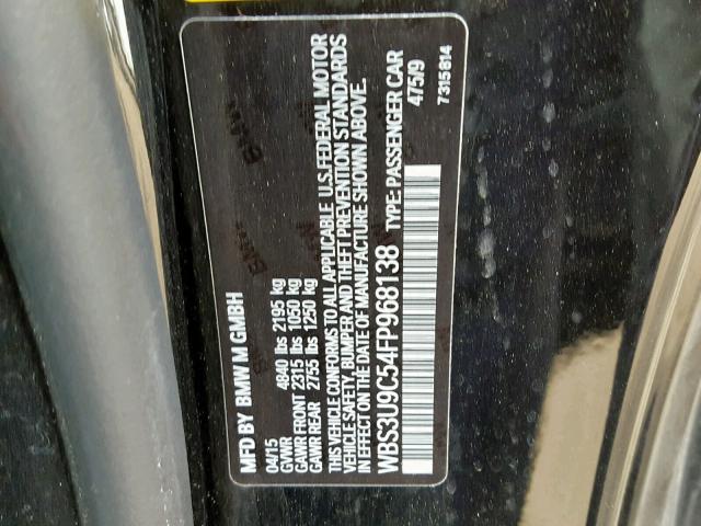 WBS3U9C54FP968138 - 2015 BMW M4 BLACK photo 10