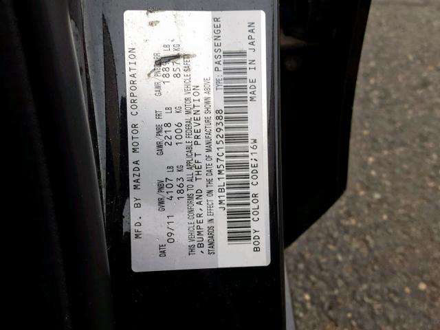 JM1BL1M57C1529388 - 2012 MAZDA 3 S BLACK photo 10