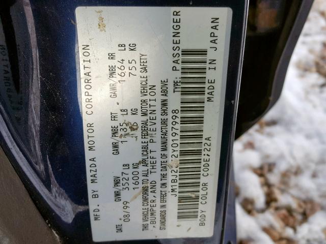JM1BJ2232Y0197998 - 2000 MAZDA PROTEGE ES BLUE photo 10