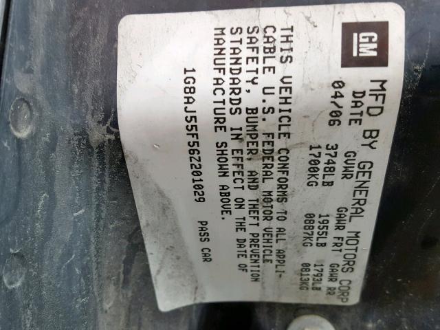 1G8AJ55F56Z201029 - 2006 SATURN ION LEVEL SILVER photo 10