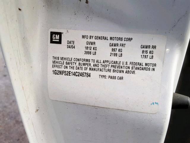 1G2NF52E14C246784 - 2004 PONTIAC GRAND AM S WHITE photo 10