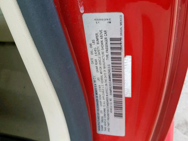 3VWRG31C48M524111 - 2008 VOLKSWAGEN NEW BEETLE Qırmızı foto 10