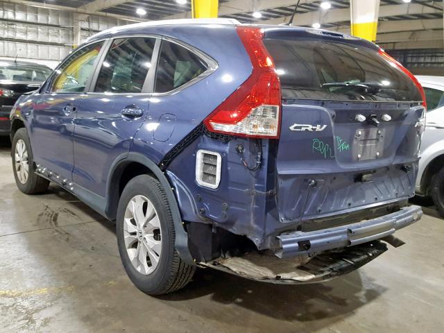 2HKRM4H73DH683731 - 2013 HONDA CR-V EXL BLUE photo 3