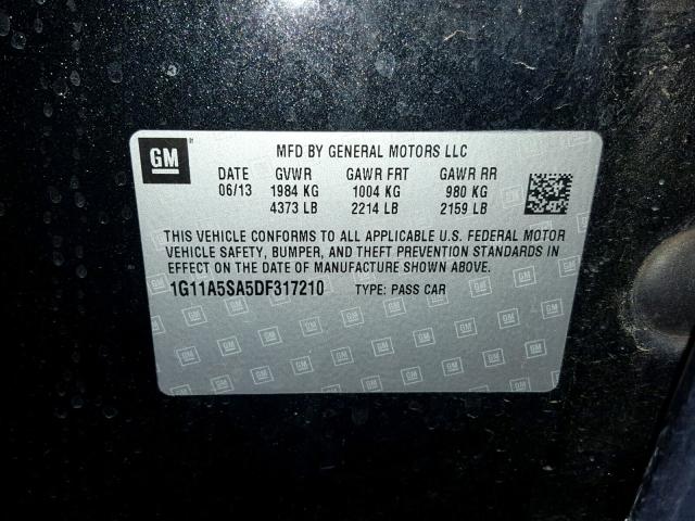 1G11A5SA5DF317210 - 2013 CHEVROLET MALIBU LS BLACK photo 10