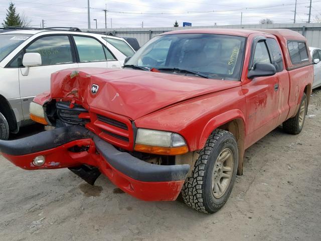 1B7GL32X72S715026 - 2002 DODGE DAKOTA SPO RED photo 2