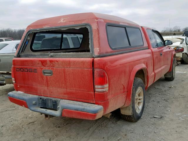 1B7GL32X72S715026 - 2002 DODGE DAKOTA SPO RED photo 4