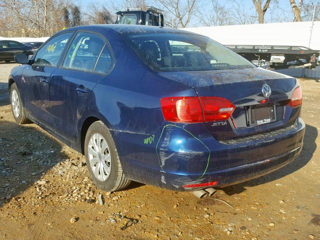 3VW2K7AJ5EM368064 - 2014 VOLKSWAGEN JETTA BASE BLUE photo 3