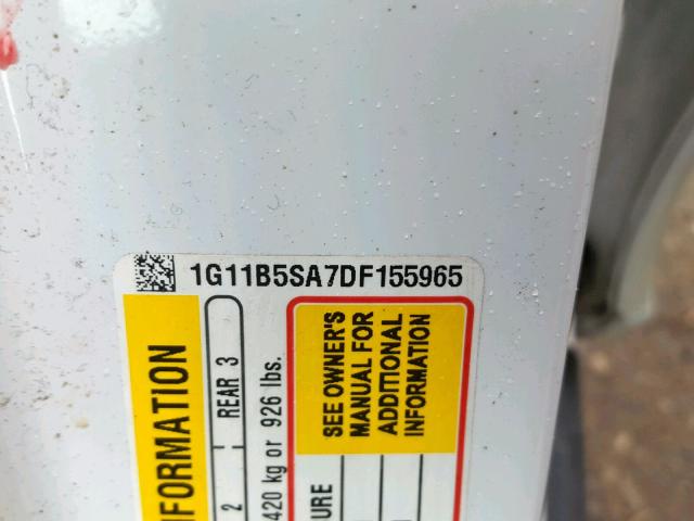 1G11B5SA7DF155965 - 2013 CHEVROLET MALIBU LS თეთრი ფოტო 10