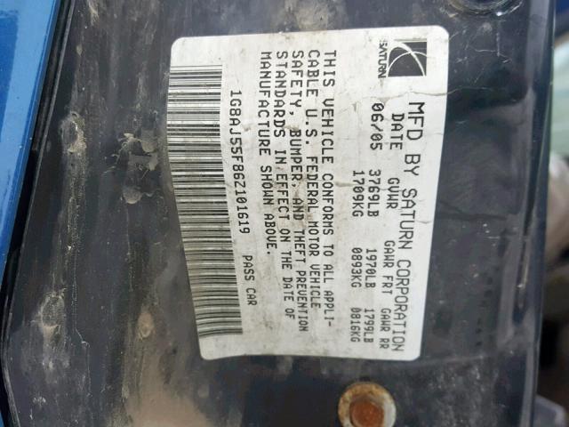 1G8AJ55F86Z101619 - 2006 SATURN ION LEVEL BLUE photo 10