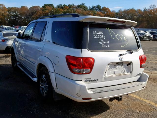 5TDZT38A76S266019 - 2006 TOYOTA SEQUOIA LI WHITE photo 3