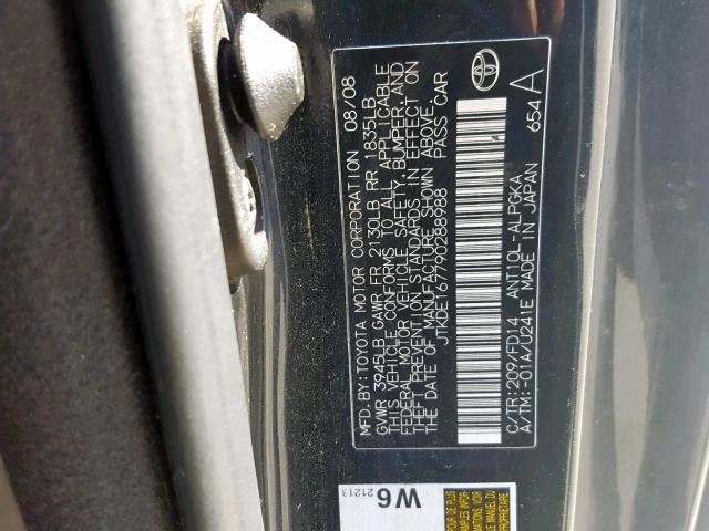 JTKDE167790288988 - 2009 SCION TC BLACK photo 10