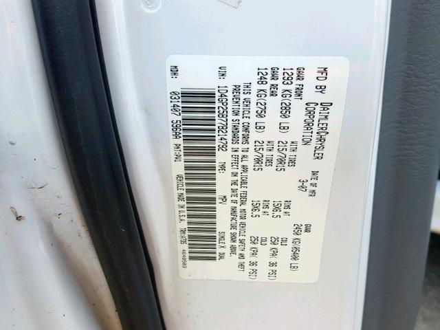 1D4GP25B77B214792 - 2007 DODGE CARAVAN SE WHITE photo 10