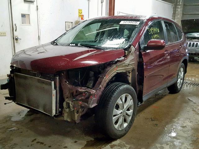 5J6RM4H75DL010185 - 2013 HONDA CR-V EXL MAROON photo 2