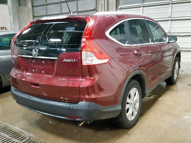 5J6RM4H75DL010185 - 2013 HONDA CR-V EXL MAROON photo 4