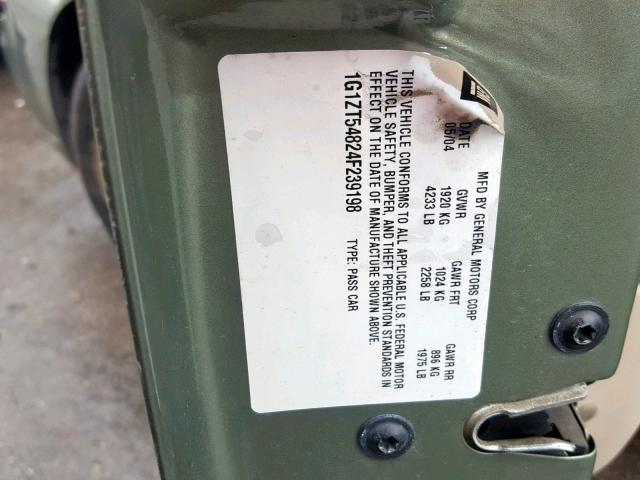 1G1ZT54824F239198 - 2004 CHEVROLET MALIBU LS Yaşıl foto 10