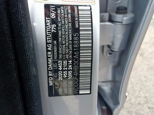 WDDGF4HB0CA618885 - 2012 MERCEDES-BENZ C 250 SILVER photo 10