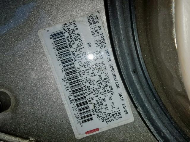 JT6HF10U9Y0107187 - 2000 LEXUS RX 300 TAN photo 10