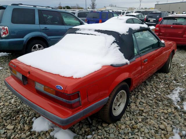 1FABP2737FF136847 - 1985 FORD MUSTANG LX RED photo 4