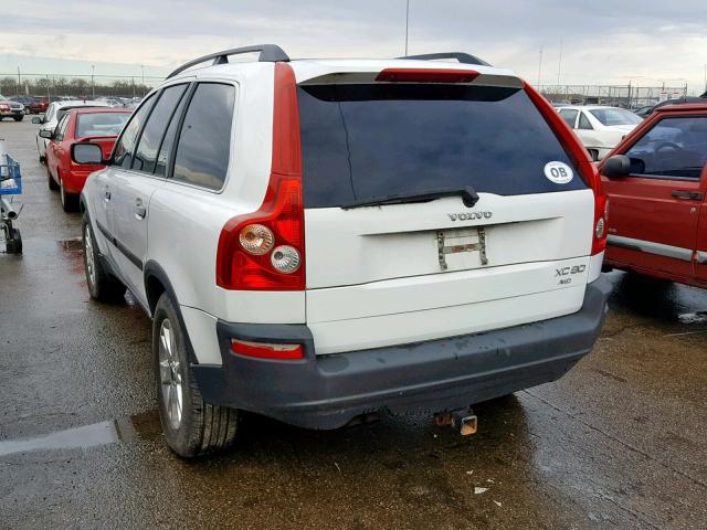 YV1CZ91H741090009 - 2004 VOLVO XC90 T6 WHITE photo 3