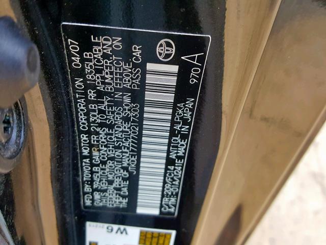 JTKDE177770217303 - 2007 TOYOTA SCION TC Qara foto 10