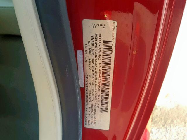 3VWPW31C99M505629 - 2009 VOLKSWAGEN NEW BEETLE RED photo 10