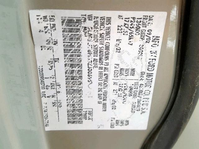 5LMEU78H33ZJ00695 - 2003 LINCOLN AVIATOR 米色 照片 10