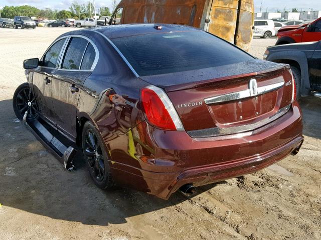 1LNHM93R99G620531 - 2009 LINCOLN MKS MAROON photo 3