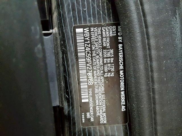 WBY1Z4C59FV278768 - 2015 BMW I3 REX WHITE photo 10