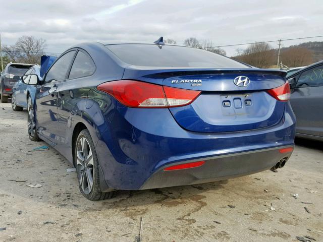 KMHDH6AE4DU015912 - 2013 HYUNDAI ELANTRA CO BLUE photo 3